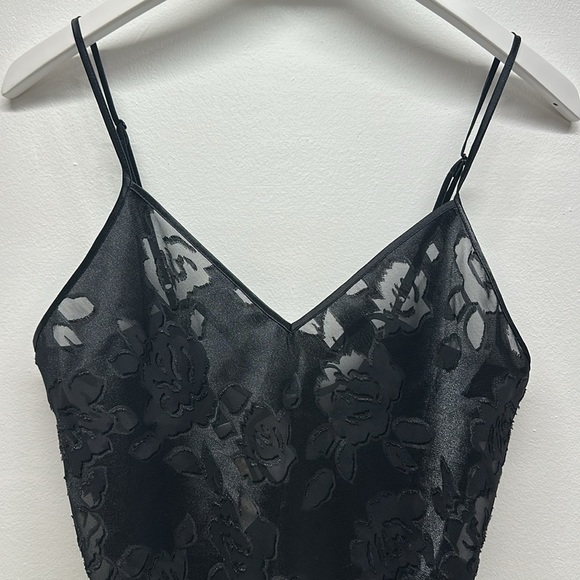 Victorias Secret Teddy Gold Label Vintage Floral Semi Sheer Ruffle Black Medium - Picture 3 of 9